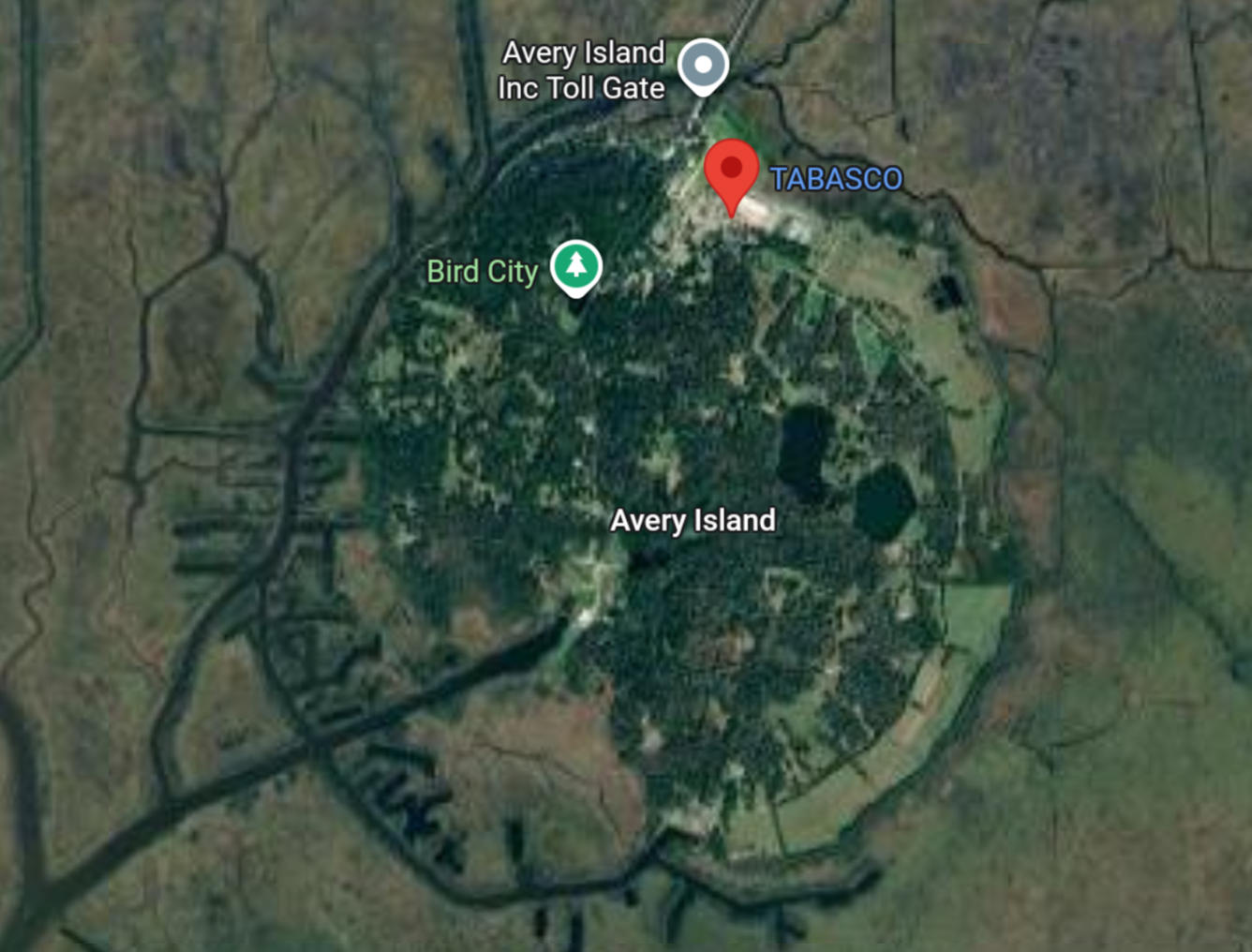 Google Maps - Avery Island LA